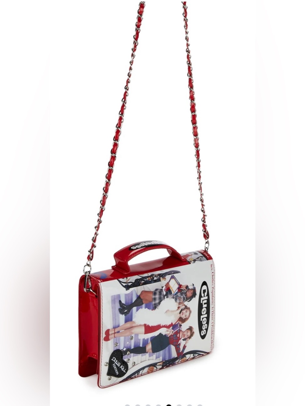 DOLLS KILL X CLUELESS VHS MEMORIES Clueless Red Chain Crossbody Book Bag 80s - Picture 5 of 6